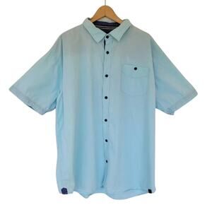 Steves Jeans Short Sleeve Button Down Shirt Teal White Polka Dot Mens Size 2X